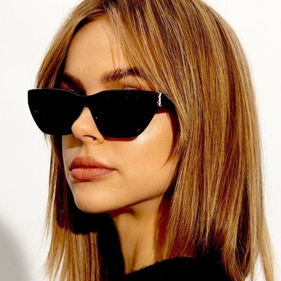 BRAND NEW Saint Laurent SLM127/F 001 Black Black Cat Eye Women Sunglasses - Picture 10 of 10